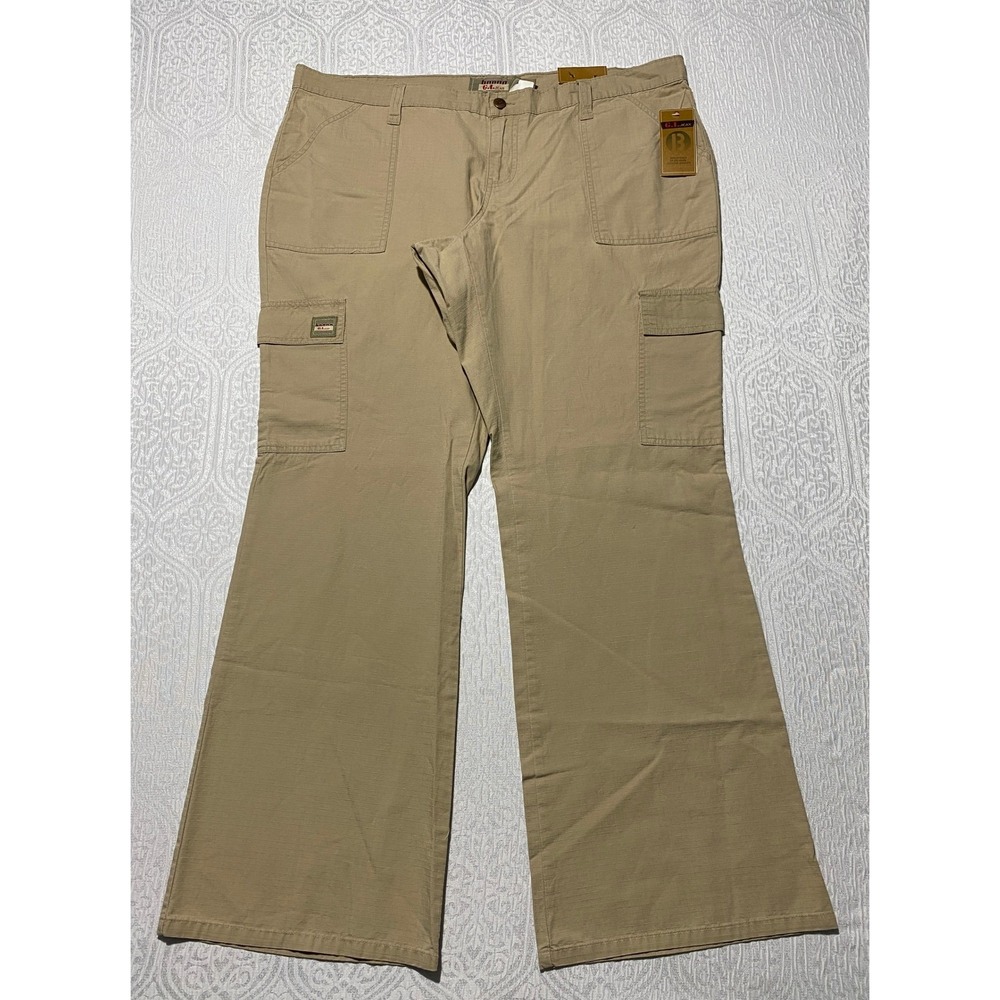 Bongo G.I. Jean Khaki Ripstop Cargo Pants Womens Size 18 Low Waist Wide Leg